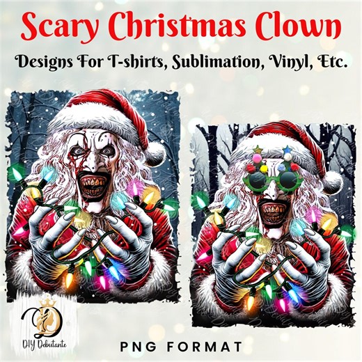 Scary Christmas Clown Clipart: Sublimation PNG Designs (2-pack) - Etsy