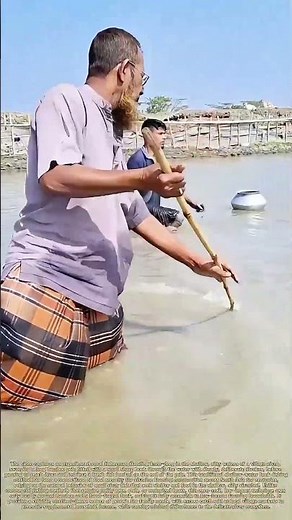 Striking Shallow Waters: How a Bamboo Hook Pole Harvests River Fish Without Nets or Reels