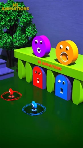 👉 Cute Circle Monsters 💖💖💖 | Satisfying 3D Animation | MI Animations #Shorts
