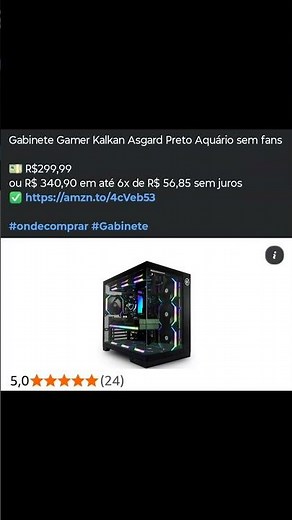 Gabinete Gamer Kalkan Asgard Preto Aquário sem fans💵 #Gabinete