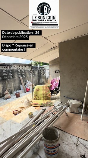 À louer (en cours de rénovation) Un grand appartement de 3 pièces avec 3 salles de bain, actuellement en rénovation. Il dispose d’une grande cour à l’avant et à l’arrière et 2 chambres autonomes situé à Yopougon Petit Toit Rouge, en bordure de la voie . Accès facile Loyer : 130 000 FCFA Intéressé(e) ? Contactez-nous dès maintenant pour plus d'informations ou pour organiser une visite ! ☎️• Téléphone : 05 04 19 54 83 ☎️• WhatsApp : 07 08 21 80 78 ☎️• Autre numéro : 01 01 95 08 90 Rejoignez-nous s