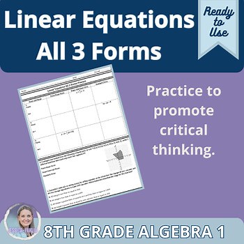 Linear Equations Practice Worksheet | Slope-Intercept, Point-Slope, and Standard