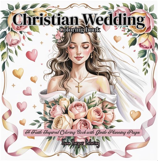 Christian Wedding Coloring Book for Brides. Faith-inspired Coloring Pages With Gentle Planning - Etsy