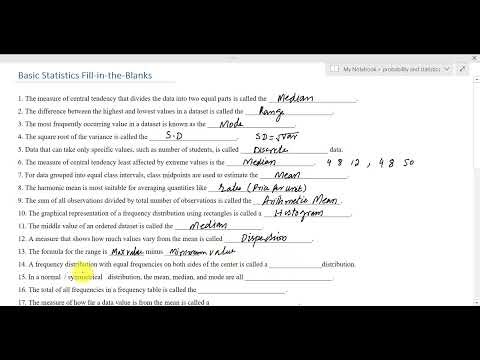 Lecture # 1.10 Basic Statistics Fill in the Blanks | Practice & Revision
