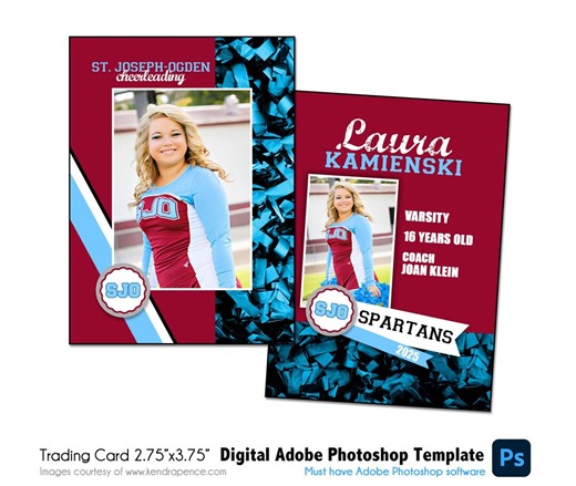 Cheerleading Trading Card Template 006: 2.75x3.75” Photoshop PSD, Customizable (digital File Only) - Etsy