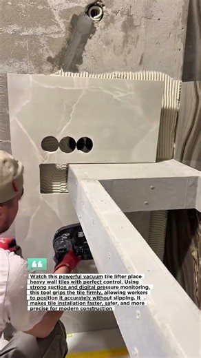 Vacuum Tile Lifter Makes Wall Tile Install Easy! #tiling #construction #shorts
