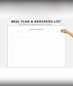 Weekly Meal Planner Printable: Simple Grocery List (a4/letter PDF) - Etsy
