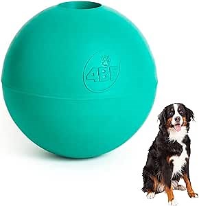 Crazy Bounce, Natural Rubber Dog Ball, Dog Treat Dispenser, Durable & Interactive Dog Toys, Fillable Dog Fetch Ball, Peanut Butter-Scented Rubber Balls for Dogs, Aqua, Size XL