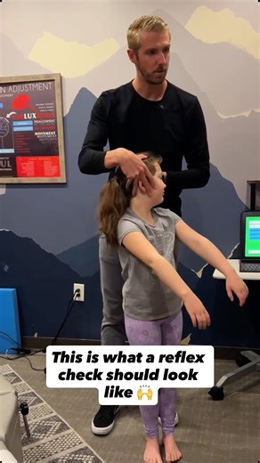 Dr. Josh Madsen D.C., FIBFN-FN on Instagram: "Ever wonder why your kid’s whole body moves when they turn their head? 🤔 We ran a quick test. Arms out, eyes closed, feet together. When we turned her head, her whole torso followed. That’s not supposed to happen. This is a standing version of the ATNR reflex. By 6 months old, that reflex should be gone. If it’s not, it causes problems with balance, coordination, even reading and focus. She hasn’t learned how to move her head independently of her bo