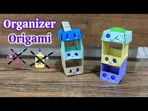 Origami paper desk organizer | origami paper box | desk organizer