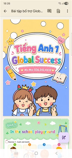 📚 **BÀI TẬP BỔ TRỢ TIẾNG ANH – GLOBAL SUCCESS 2** ✨ Bộ tài liệu được biên soạn tỉ mỉ, sáng tạo và phù hợp với học sinh tiểu học, giúp các con học tiếng Anh một cách nhẹ nhàng, hứng thú và hiệu quả hơn 🌱 Điểm nổi bật của tài liệu: ✔️ Nội dung bám sát chương trình **Global Success 2** ✔️ Bài tập được thiết kế phong phú, dễ hiểu, phù hợp với năng lực của học sinh ✔️ Lồng ghép thêm các dạng bài theo format **Cambridge Starters**, giúp các con làm quen với đề quốc tế ngay từ sớm ✔️ Hình ảnh minh họ