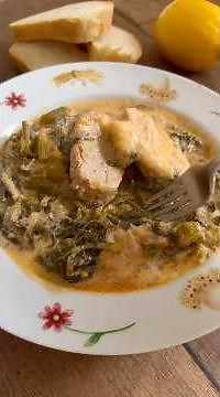 Pork and celery with egg lemon sauce #cookingshorts #recipe #easyrecipe