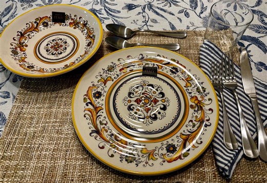 SET Authentic Italian Geometric Ceramic 11" Dinner Plate and 9" Bowls (6 Plates and Bowls) - Ceramica Cuore - Etsy Australia