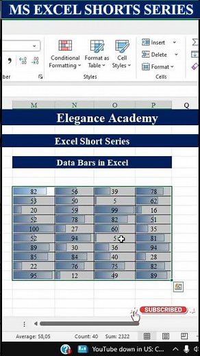 Day-42 | Apply Data Bar in Excel 🔥#excel #msexcel #eleganceacademy #highlights