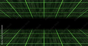 animated and looped background with a green matrix on a green square grid that goes deep until it disappears
