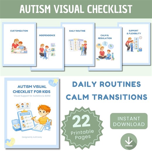 Autism Visual Checklist for Kids | Daily Routine Visual Schedule | Calm & Emotional Regulation Tool | Printable PDF - Etsy Canada