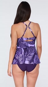 This tankini now has a J-hook! Delicate shirring and an extravagant twist bodice contrast with a flowy, loose-fitting body. This tankini also features removable cups, adjustable straps that can be converted to a crossback, and a back hook closure. Size 6-22 . . . #BeachReady #SummerVibes #SupportWithoutWires #NoUnderwireNeeded #ComfyAndCute | Southeast Swimwear