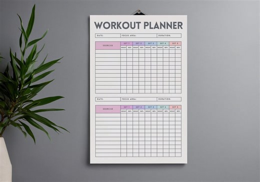 Workout Tracker Printable, Daily Exercise Log, Fitness Journal, Workout Planner, Fitness Planner, A4/a5/letter/half Size, Instant Download - Etsy