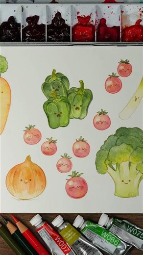 野菜たちの透明水彩イラストメイキング#透明水彩