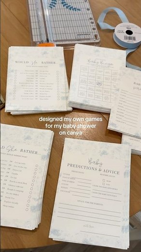 Designed my own baby shower games 🤍 #diy #babyshower #babyshowergames
