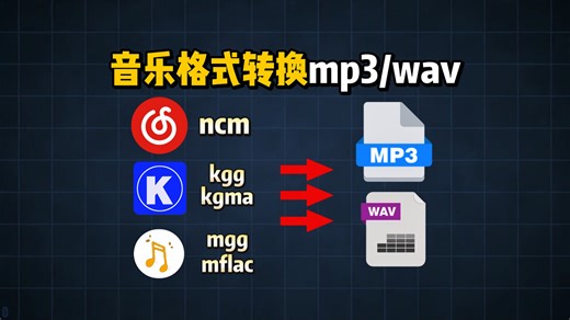 酷狗，qq音乐，网易云音乐格式转换MP3，wav