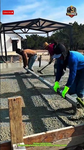 Wet Concrete Leveling with Screed Technique — Precision Floor Casting Process #constructionwork