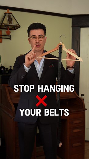 How to properly store your belts. #menstyletips #howto #styletipsformen #closetorganization