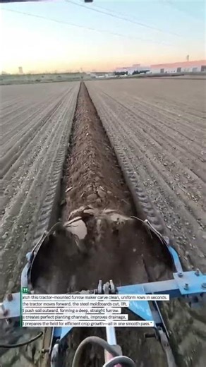 High-Speed Tractor Furrow Maker Shapes Perfect Rows #AgriMachinery #FarmingUSA #SoilPrep