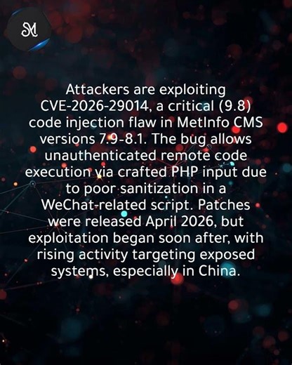 MetInfo CMS flaw CVE-2026-29014 exploited for remote code execution attacks