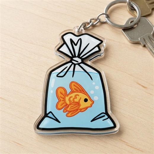 Goldfish in a Bag Acrylic Keychain, Cute Y2K Aesthetic Keyring, Liquid Fish Bag Charm, Kawaii Fish Tank Accessories, Gift for Fish Lovers - Etsy