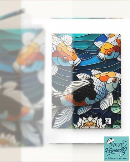 Koi Fish Stained Glass Journal, Lined Writing Notebook, Artistic Gift for Fish Lovers, Creative D...
