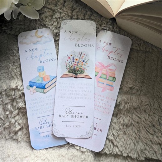 Personalized Baby Shower Bookmarks | Book Lover Keepsake Favors - Etsy