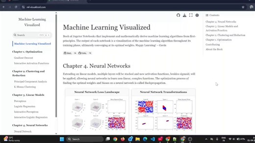 Holy shit… someone just made machine learning click.Not static diagrams.Not math-heavy PDFs.Not black-box training.Real algorithms — training step-by-step — visually.It’s called Machine Learning Visualizedand it lets you watch models learn in real time.Here’s why this is different:Instead of dumping theory first,it shows optimization happening live:• gradients moving• weights updating• decision boundaries shifting• loss decreasing• models convergingYou literally see learning happen.Everything is