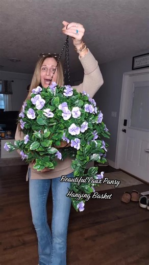 Beautiful Faux Pansy Hanging Basket for Your Porch