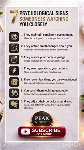 7 Psychological Signs Someone Is Watching You Closely #psychologyfacts #shorts