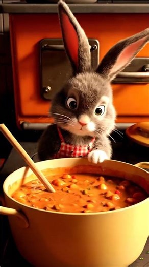 Fluffy Bunny's Cozy Stew Making Process #satisfying #animation #cute