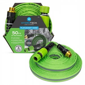 HydroTech FlatJacket 5/8" x 50ft Flexible Garden Hose– Kink-Free, Lightweight, Burst-Proof