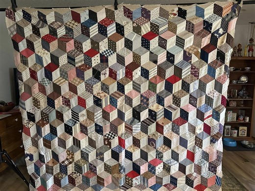 Antique Quilt Top*tumbling Blocks *1880-1910* Humble Quilts - Etsy