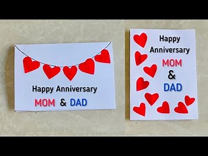 2 Cute Anniversary cards for Parents🥰 2 Mini parents Anniversary cards❤️💙 Easy Greeting card ideas