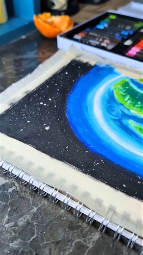 Easy Earth Drawing with Oil Pastels 🌍 | Space Scenery Drawing Tutorial #shorts #drawing #art