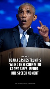 Former President Barack Obama's speech at the DNC has gone viral for his comments about Trump's "weird obsession" with crowd sizes. Read more: http://on.forbes.com/6187lx4jS | Forbes