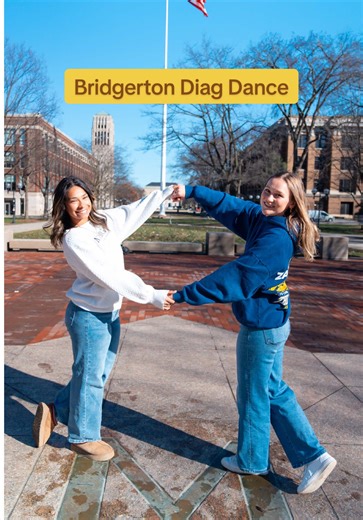 Lily and Sydney have loved stepping on the M since their first blue book exam! 🪶 #UofM #UMich #Michigan #Bridgerton #StudentLife