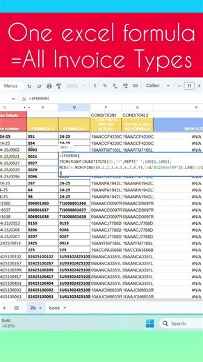 ONE Excel Formula 🔥 Extract Invoice No from ANY Format | GST 2B