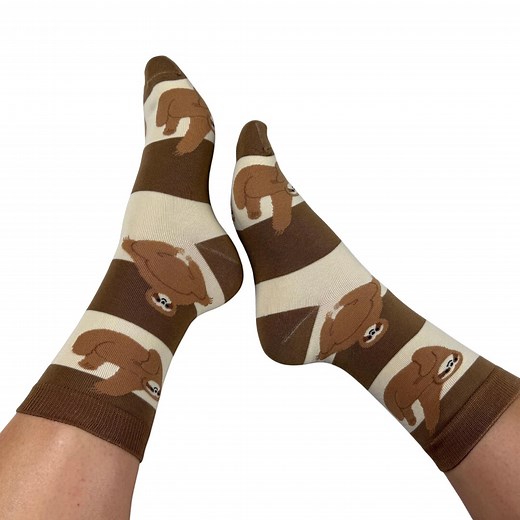 Sloth Socks - Striped Cotton Blend Cozy Animal Socks - Etsy