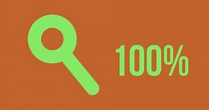 Animation of magnifying glass shape and percent increasing from zero to one hundred filling in green on brown background 4k