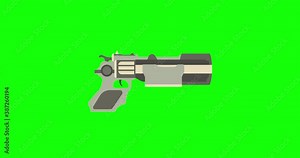 Gun futuristic weapon vector illustration blaster game laser space pistol. Handgun ray future science fiction Stock Video