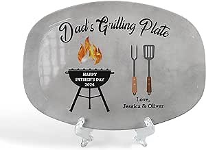 Personalized Dad The Grilling Platter - Custom Daddy's Grilling Plate, Father’s Day Barbecue, BBQ Gifts Birthday, Dad With Kids Name Platter, Grill Master Grandparent, Gift For Dad From Daughter