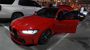 High-performance cars compete in nighttime duel