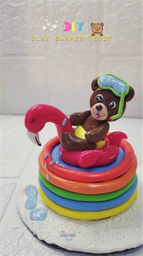 DIY CUTE Clay Teddy Bear summer themed 🧸 #shorts #shortsviral #clayart #diy
