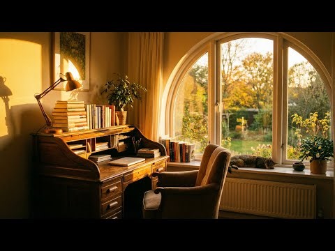 Bright Study Room Ambience with Gentle Piano Melodies